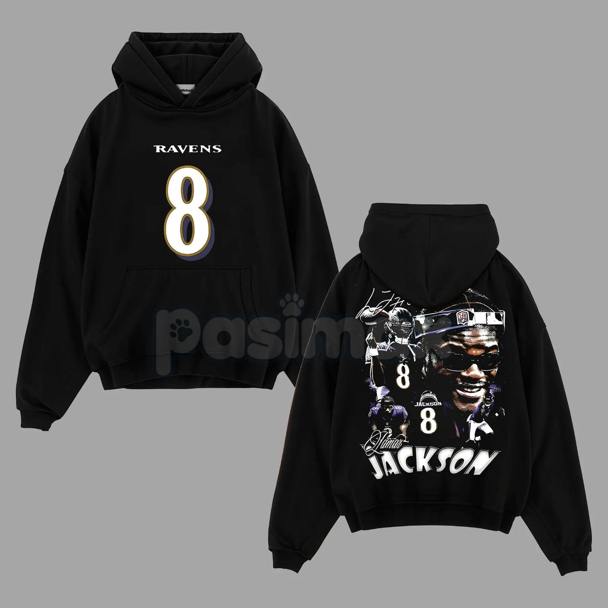 Lamar Jackson 8 Flock Nation Outfit V2 Cotton Hoodie – Baltimore Football Fan Pullover, Unisex Game Day Apparel