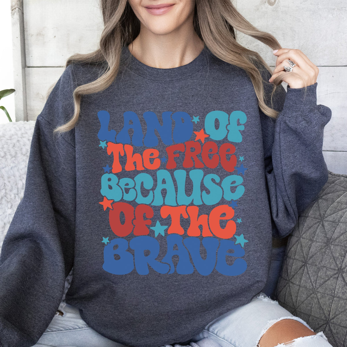 Land Of The Free American Babe 4th Of July Sweatshirt