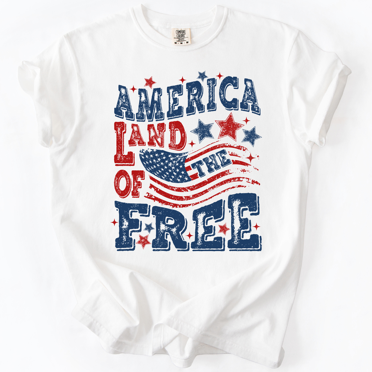 Land Of The Free Fourth Of July Patriotic USA America Proud American Comfort Colors Tee
