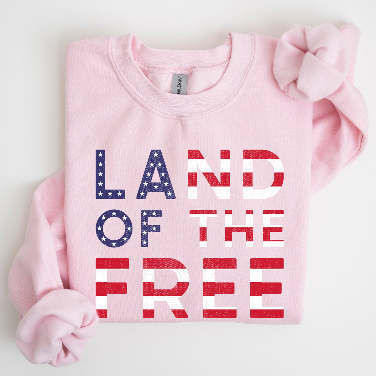 Land Of The Free Patriotic Fourth Of July USA Flag Vintage Distressed Cozy Sweatshirt