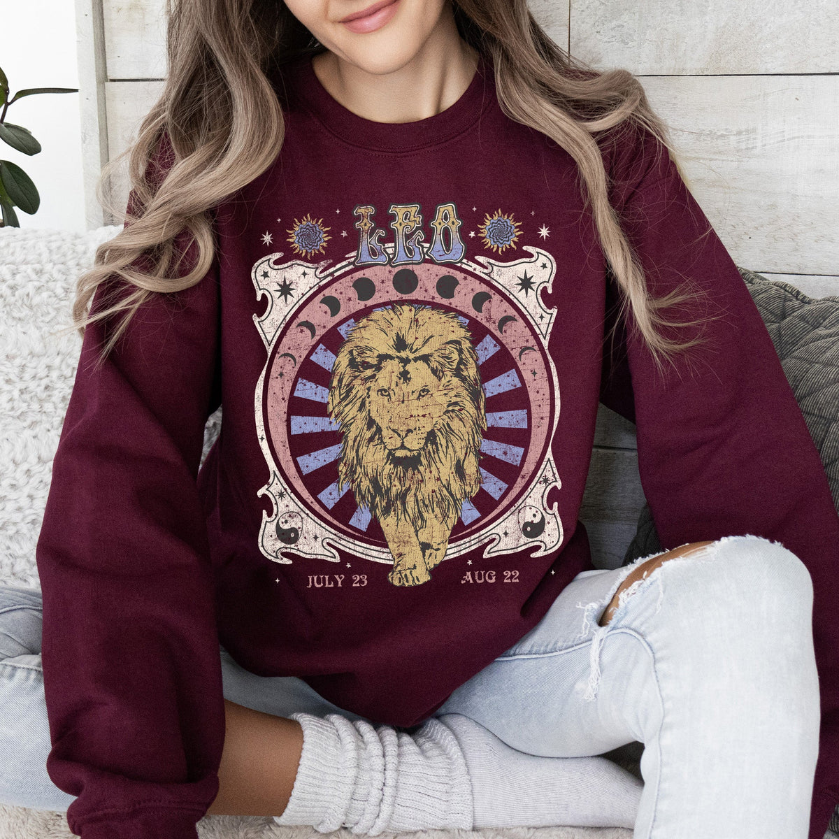 Leo Zodiac Astrology Horoscope Celestial Sign Design Edition Premium Cozy Sweatshirt