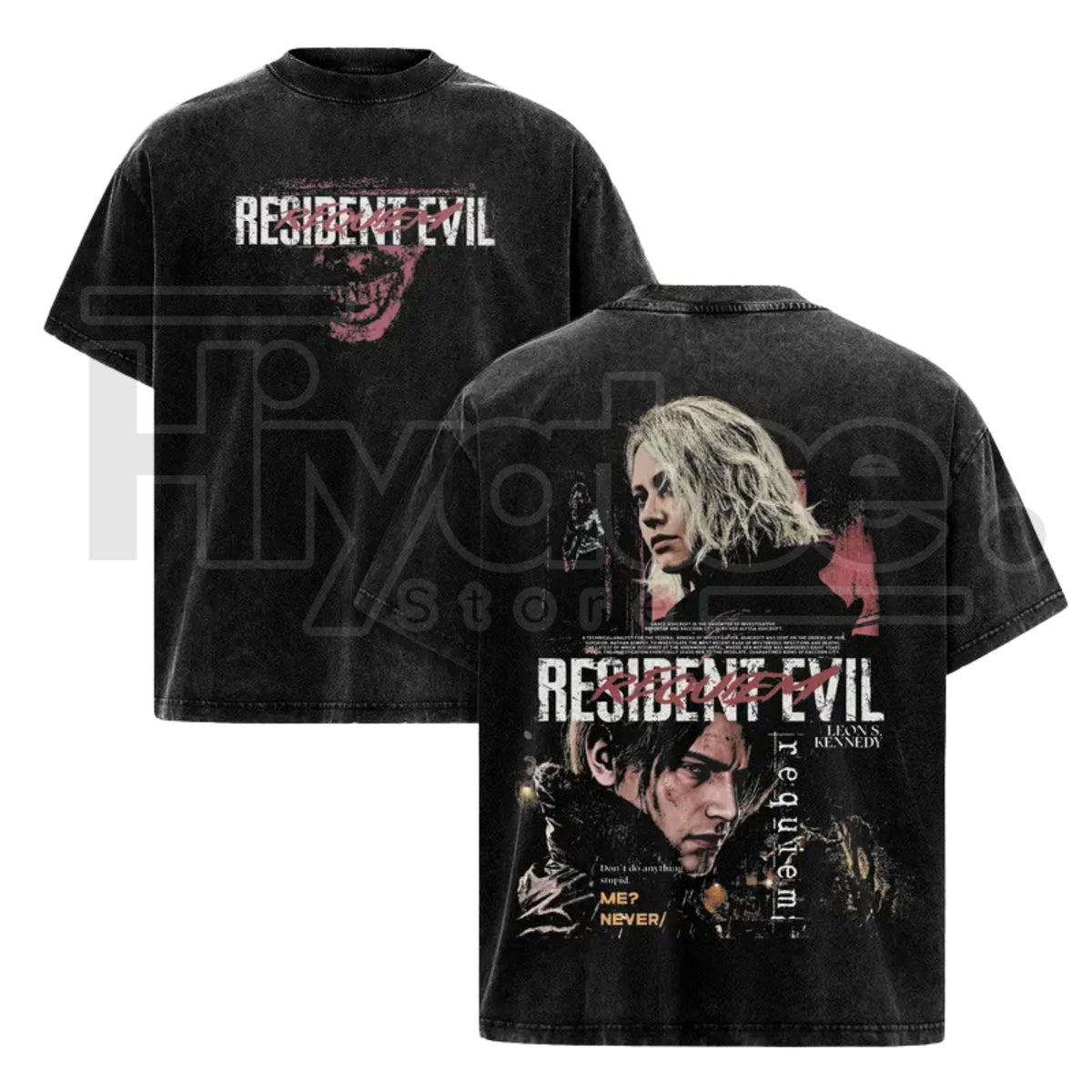 Leon S. Kennedy Inspired Vintage Washed T-Shirt – Double-Sided Gamer Streetwear Tee