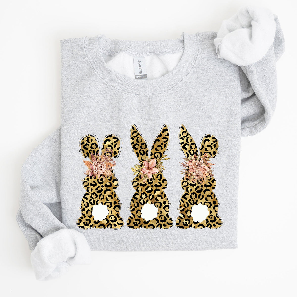 Leopard Print Easter Bunnies Easter Rabbit Whimsy Springtime Illustration Sweatshirt