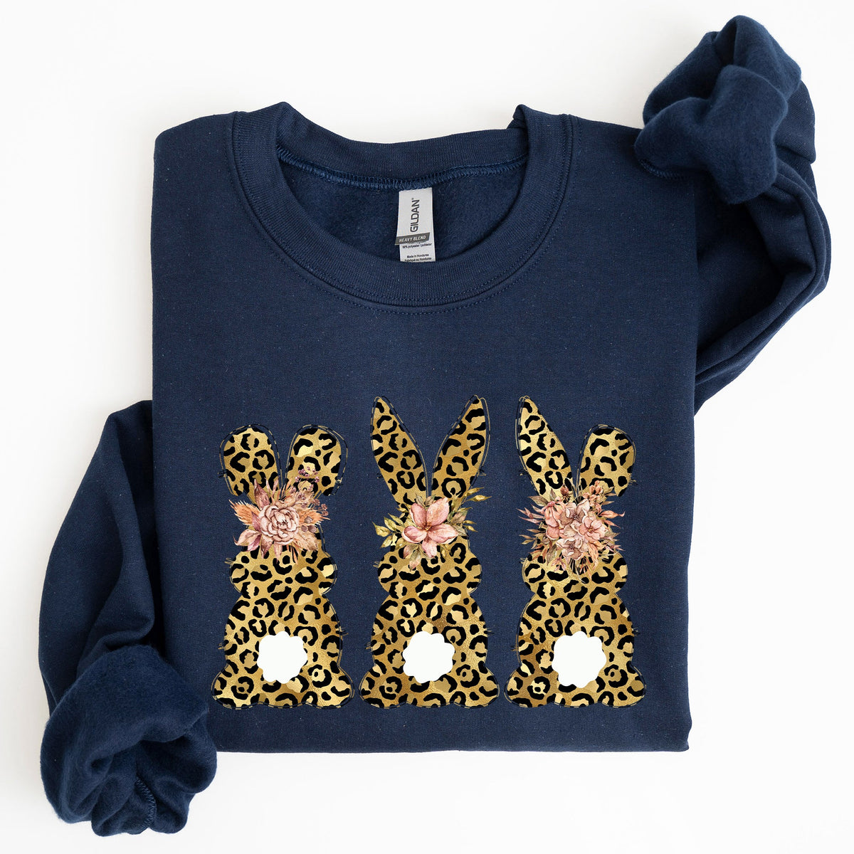 Leopard Print Easter Bunnies Easter Rabbit Whimsy Springtime Illustration Sweatshirt