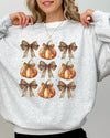 Leopard Print Pumpkins With Coquette Ribbons And Bows Halloween Autumn Sweatshirt