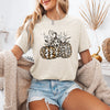Leopard Print Pumpkins Graphic Tee For Halloween And Autumn Fashion, Cozy Fall Wardrobe Essential