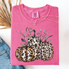 Leopard Print Pumpkins Watercolor Bouquet Autumn Halloween Scene Comfort Colors Tee