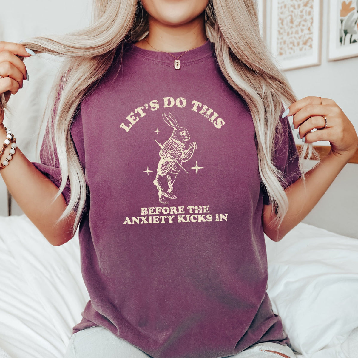 Let's Do This Before Anxiety Kicks In Rabbit Alice In Wonderland Comfort Colors Tee