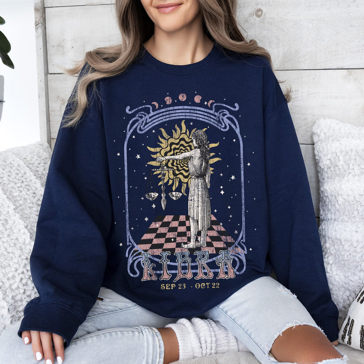 Libra Zodiac Astrology Horoscope Celestial Signs Artwork For Astrology Enthusiasts Sweatshirt