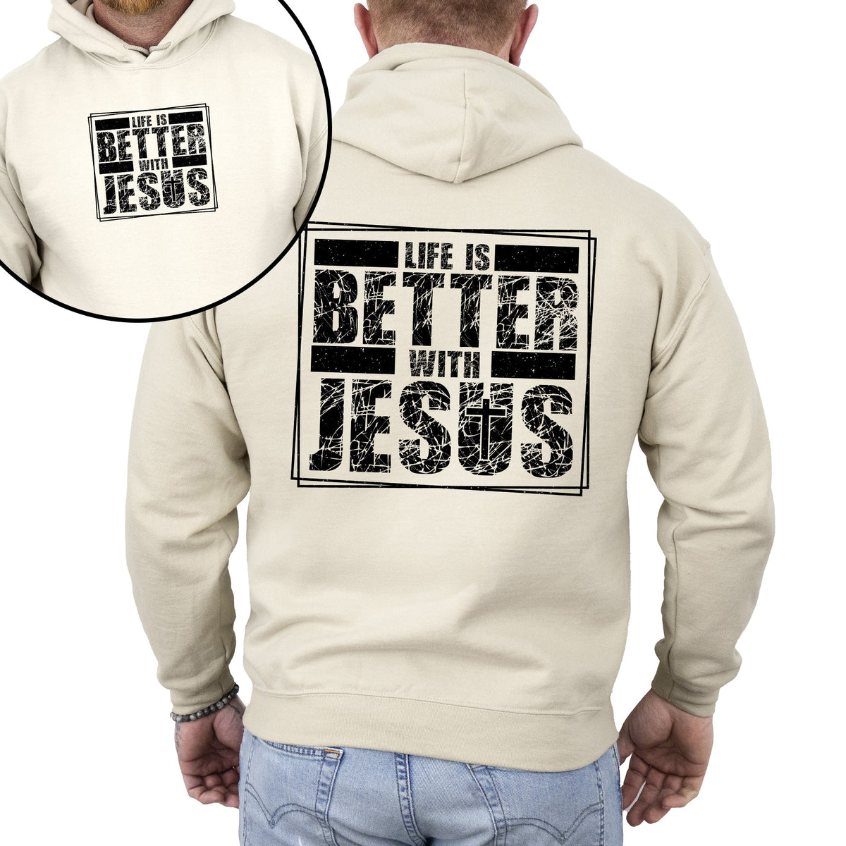 Life Is Better With Jesus Christian Gospel Faith Inspirational Message Hoodie For Believers Daily Wear
