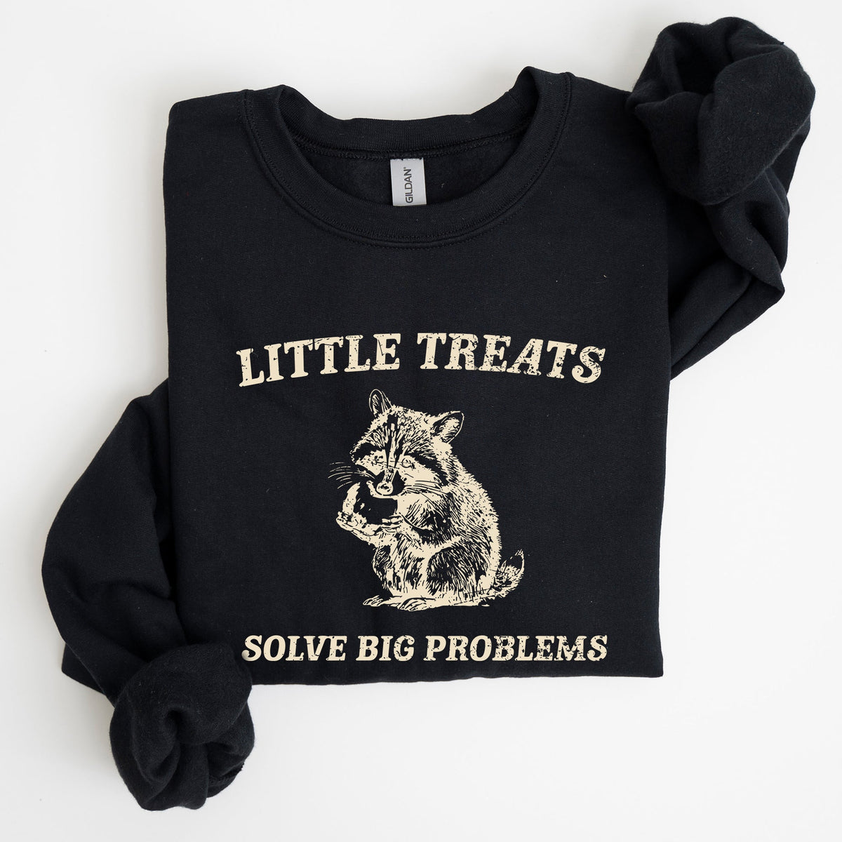 Little Treats Solve Big Problems Raccoon Meme Aesthetic Funny Edition Sweatshirt
