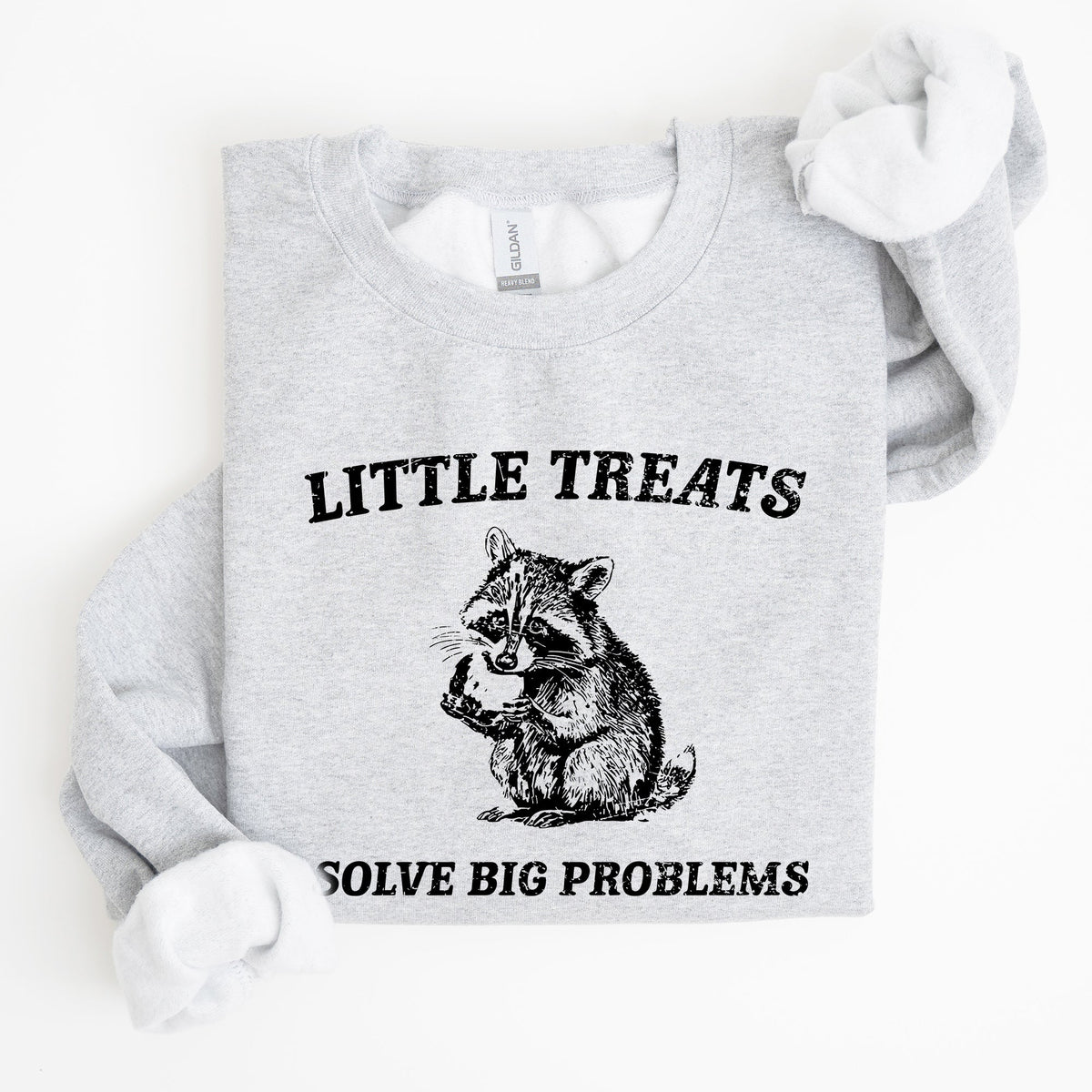 Little Treats Solve Big Problems Raccoon Meme Aesthetic Funny Edition Sweatshirt