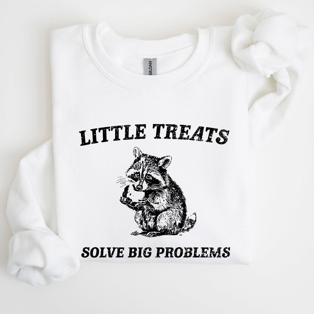 Little Treats Solve Big Problems Raccoon Meme Aesthetic Funny Edition Sweatshirt