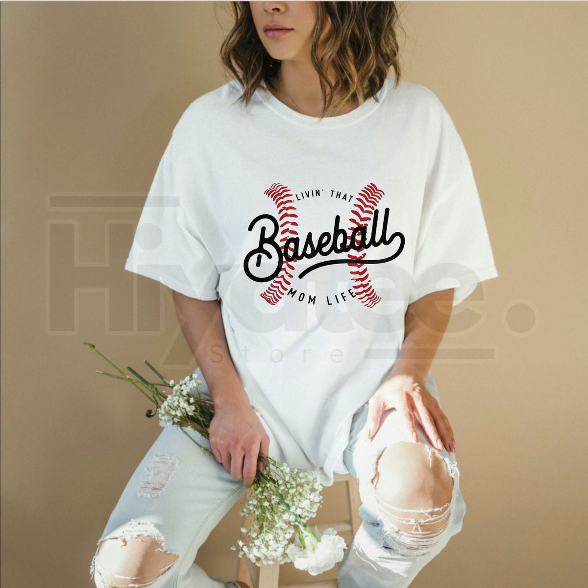 "Livin' That Baseball Mom Life" Women's T-Shirt – Cute Game Day Cotton Tee