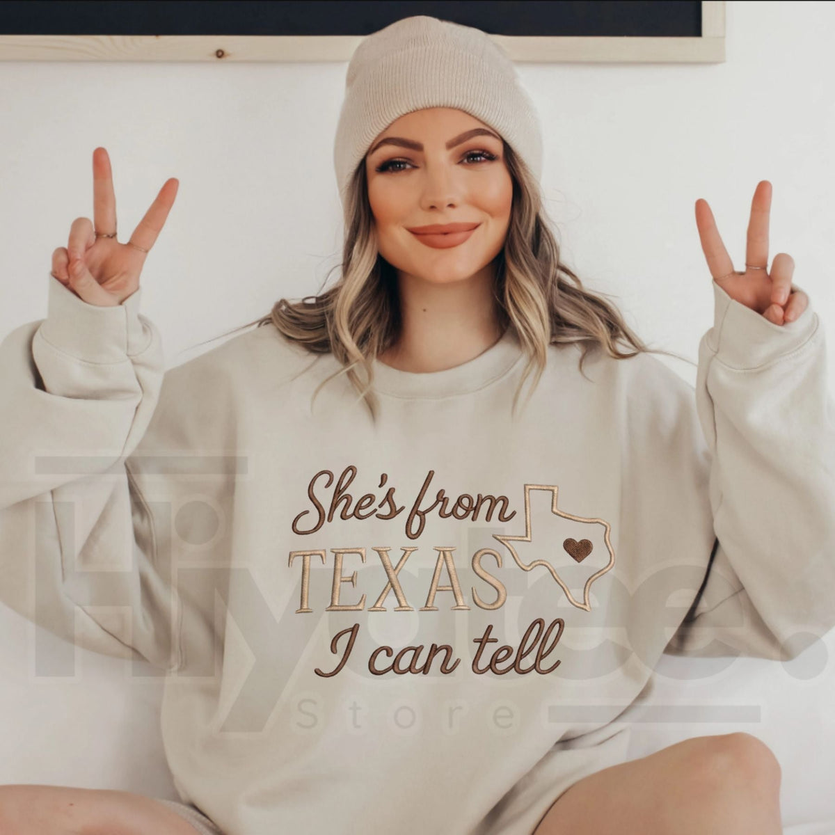 Lone Star State Pride: "She's from Texas" Embroidered Heart Sweatshirt