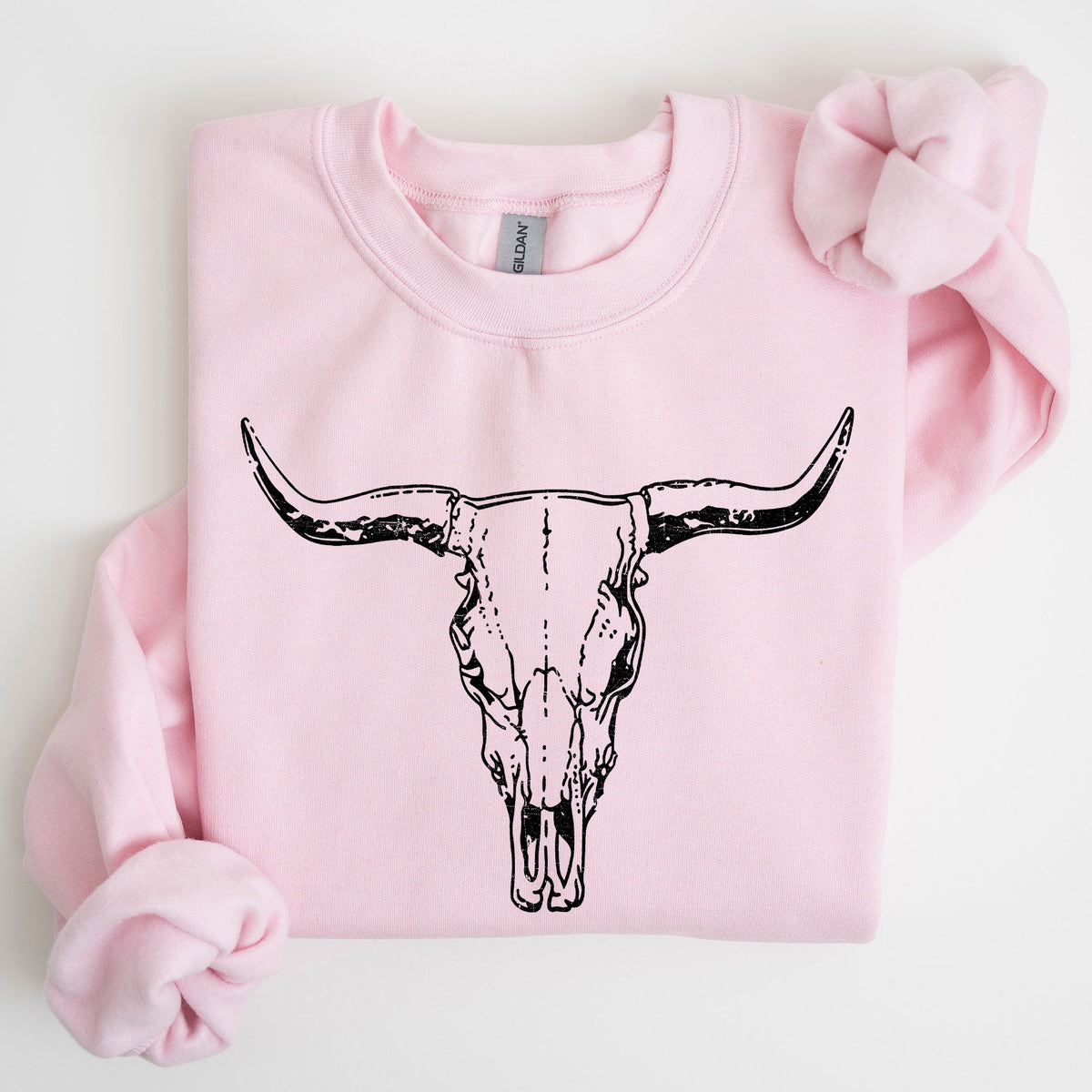 Long Horn, Cow Skull, Rodeo, Cowboy Western Heritage Rustic Vintage Inspired Sweatshirt