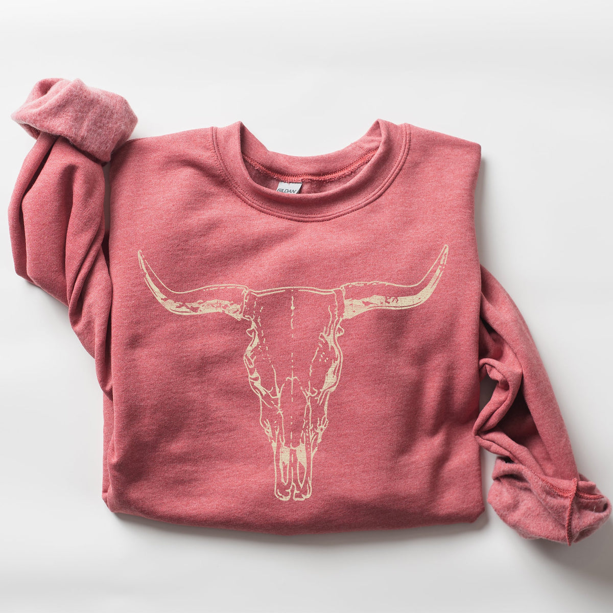 Long Horn, Cow Skull, Rodeo, Cowboy Western Heritage Rustic Vintage Inspired Sweatshirt