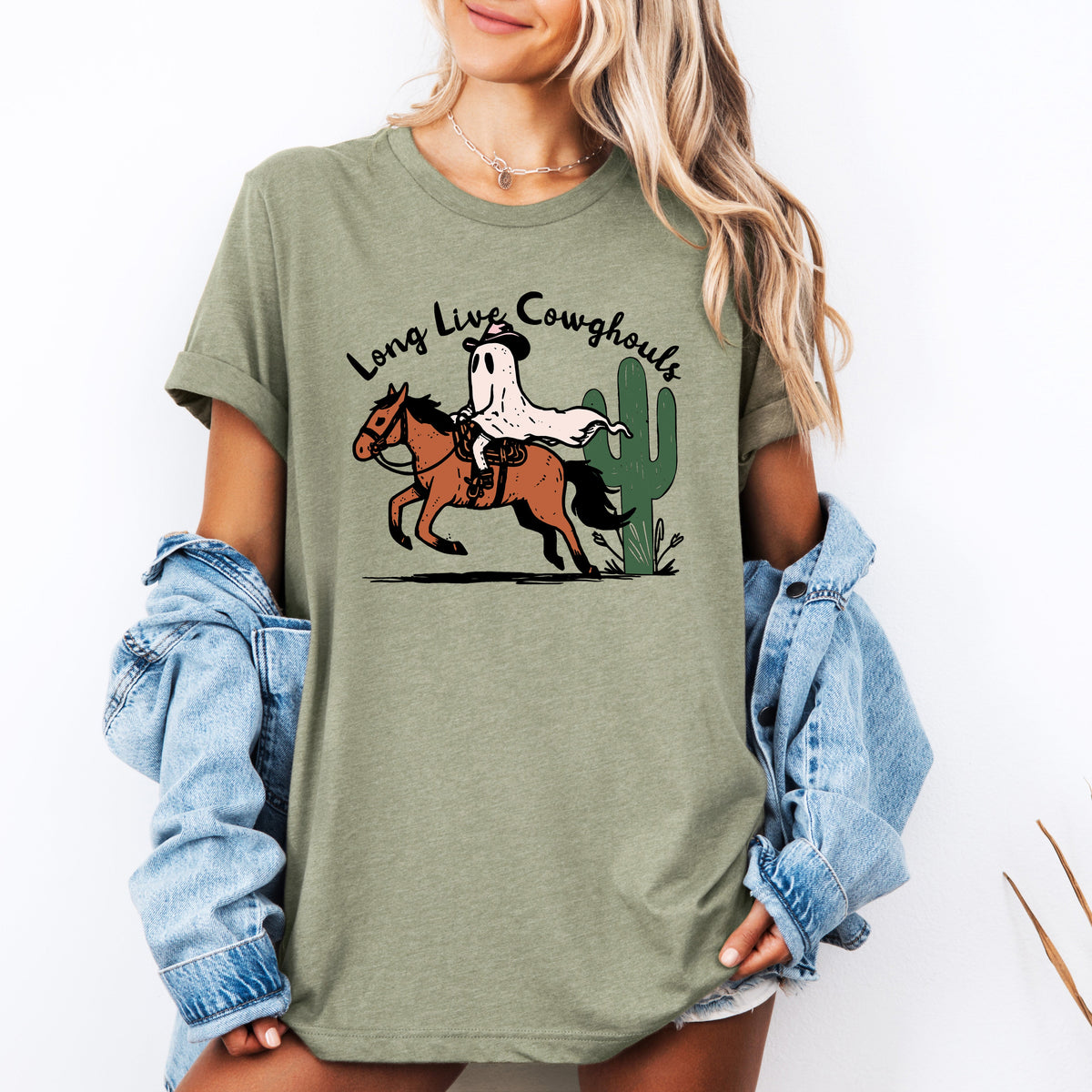 Long Live Cowghouls Cowgirls Western Halloween Spooky Cowgirl Parade Festival Graphic Tee
