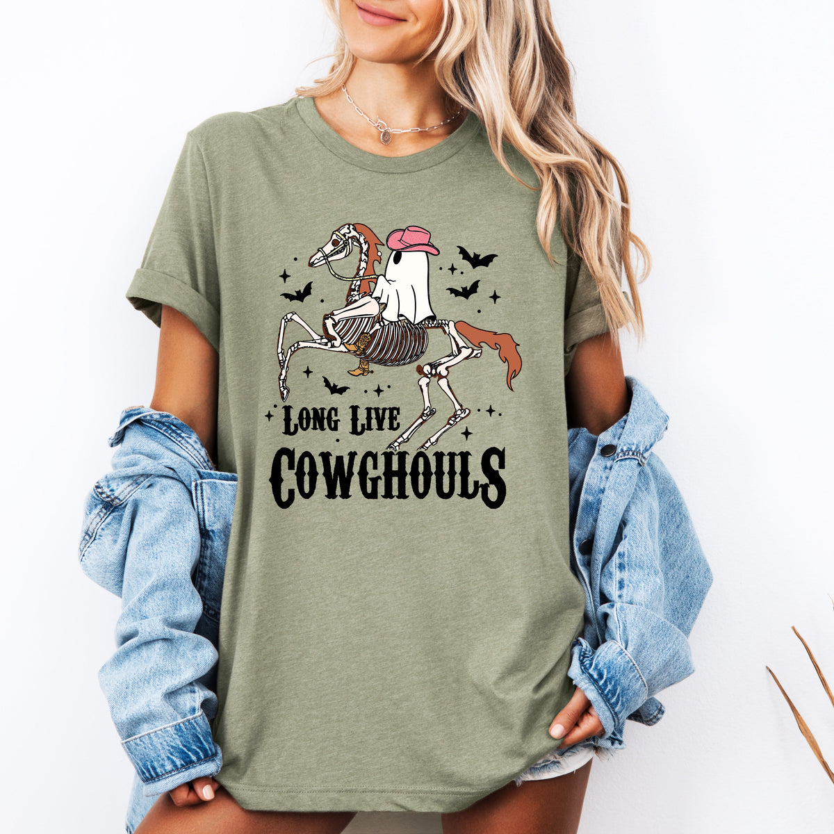 Long Live Cowghouls Halloween Skeleton Ghost Horse Masquerade Edition Graphic Tee