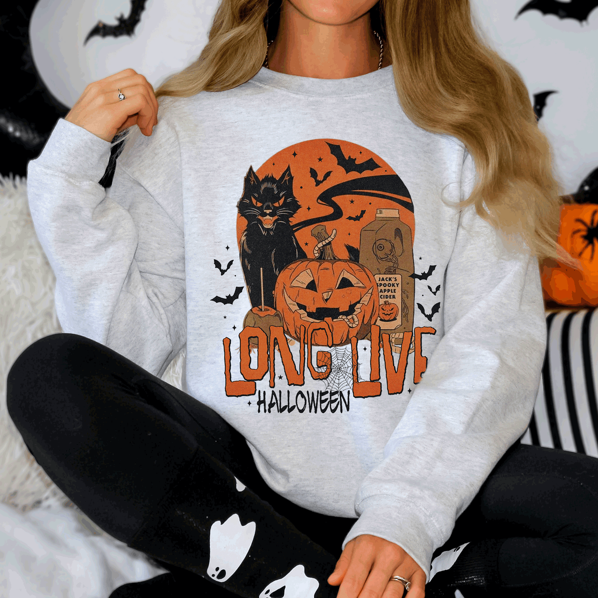 Long Live Halloween Retro Classic Vintage Graphic Cozy Fleece Limited Edition Sweatshirt