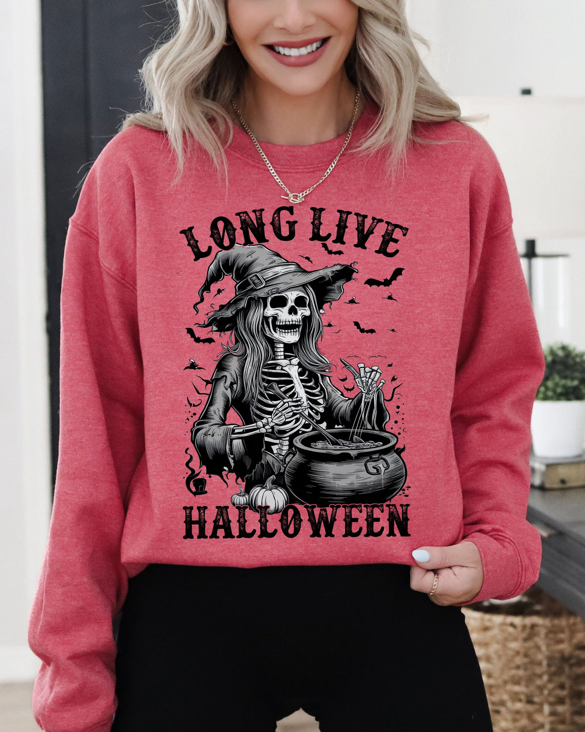 Long Live Halloween Witch Skeleton Bats Spooky Zombie Vintage Edition Sweatshirt