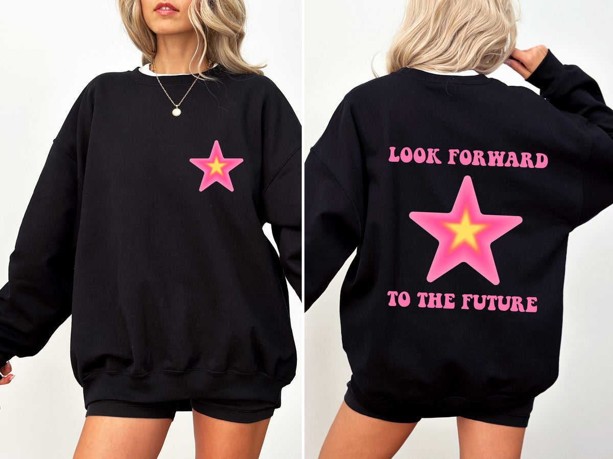 Look Forward To The Future Retro Aesthetic Y2K Graphic Design Inspired Sweatshirt
