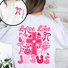 Love Like Jesus Valentine's Day Heart Cross Faith Christian Religious Front and Back Sweatshirt