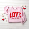 Love All You Need Sweatshirt: Cute Women's Valentine's Day Heart Crewneck