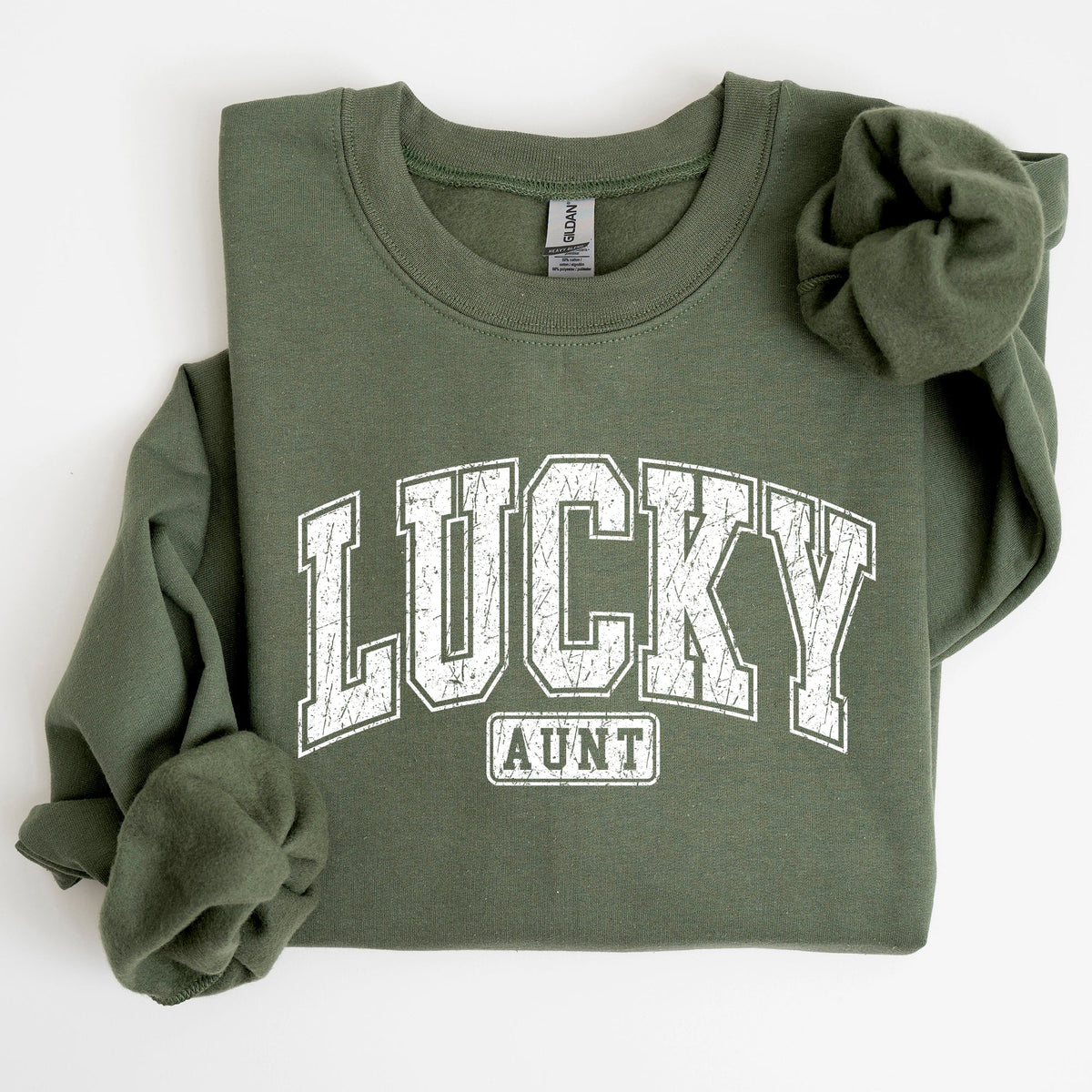 Lucky Aunt Retro St Patrick's Day Vintage Style Cozy Fleece Knit Cotton Blend Sweatshirt