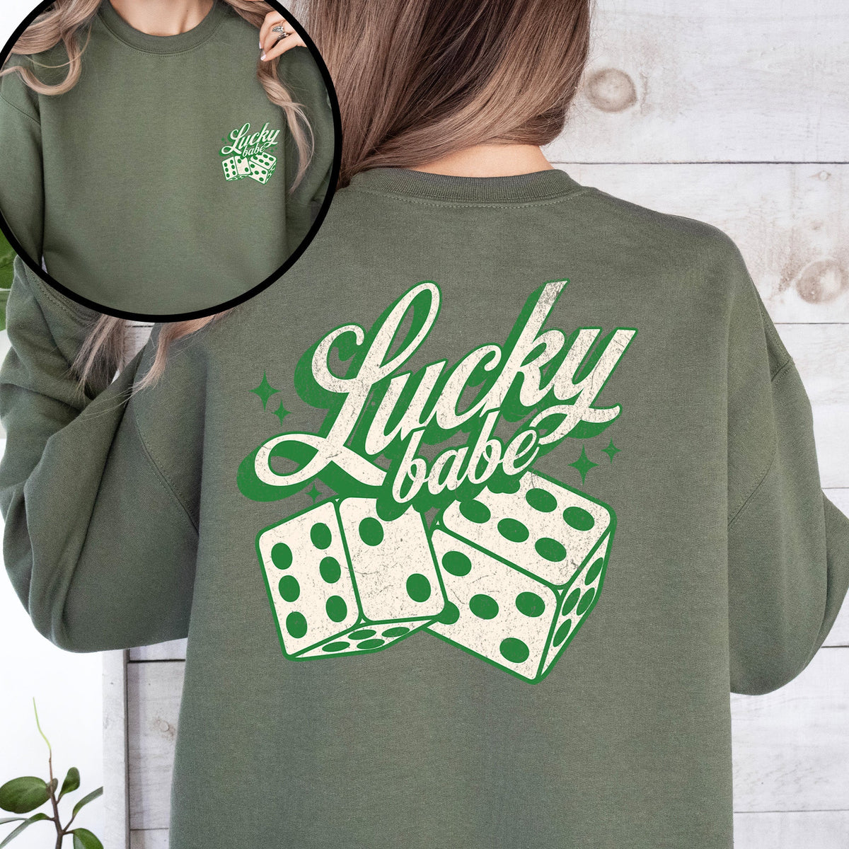 Lucky Babe Dice Las Vegas St Patrick's Day Shamrock Clover Leprechaun Sweatshirt