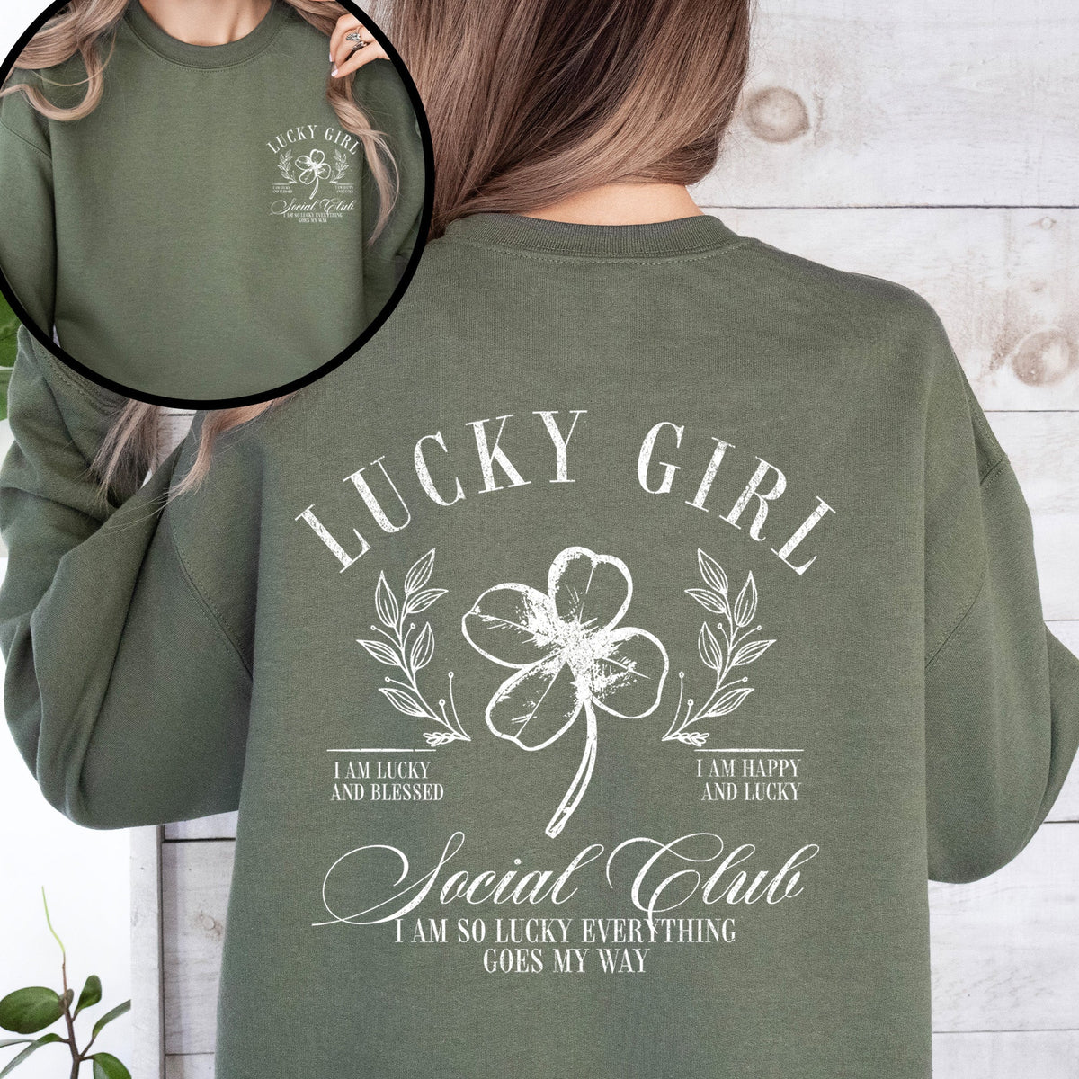 Lucky Girl Social Club Irish Pride St Patrick's Day Shamrock Clover Leprechaun Sweatshirt
