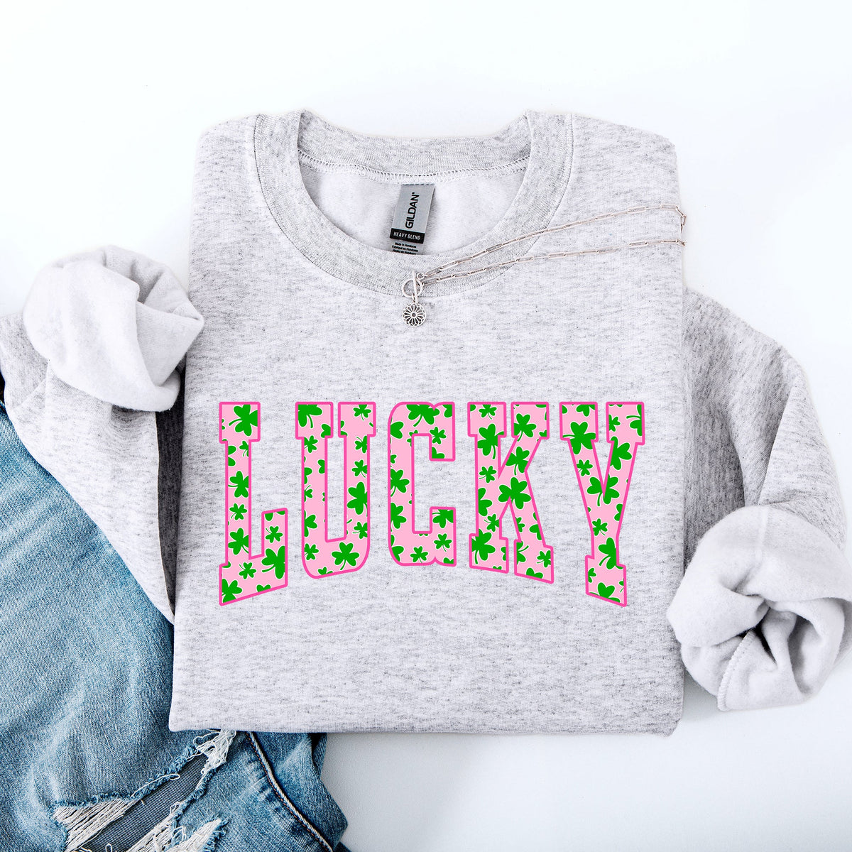 Lucky Leprechaun Shamrock Clover Vintage Collegiate St Patrick's Day Edition Sweatshirt
