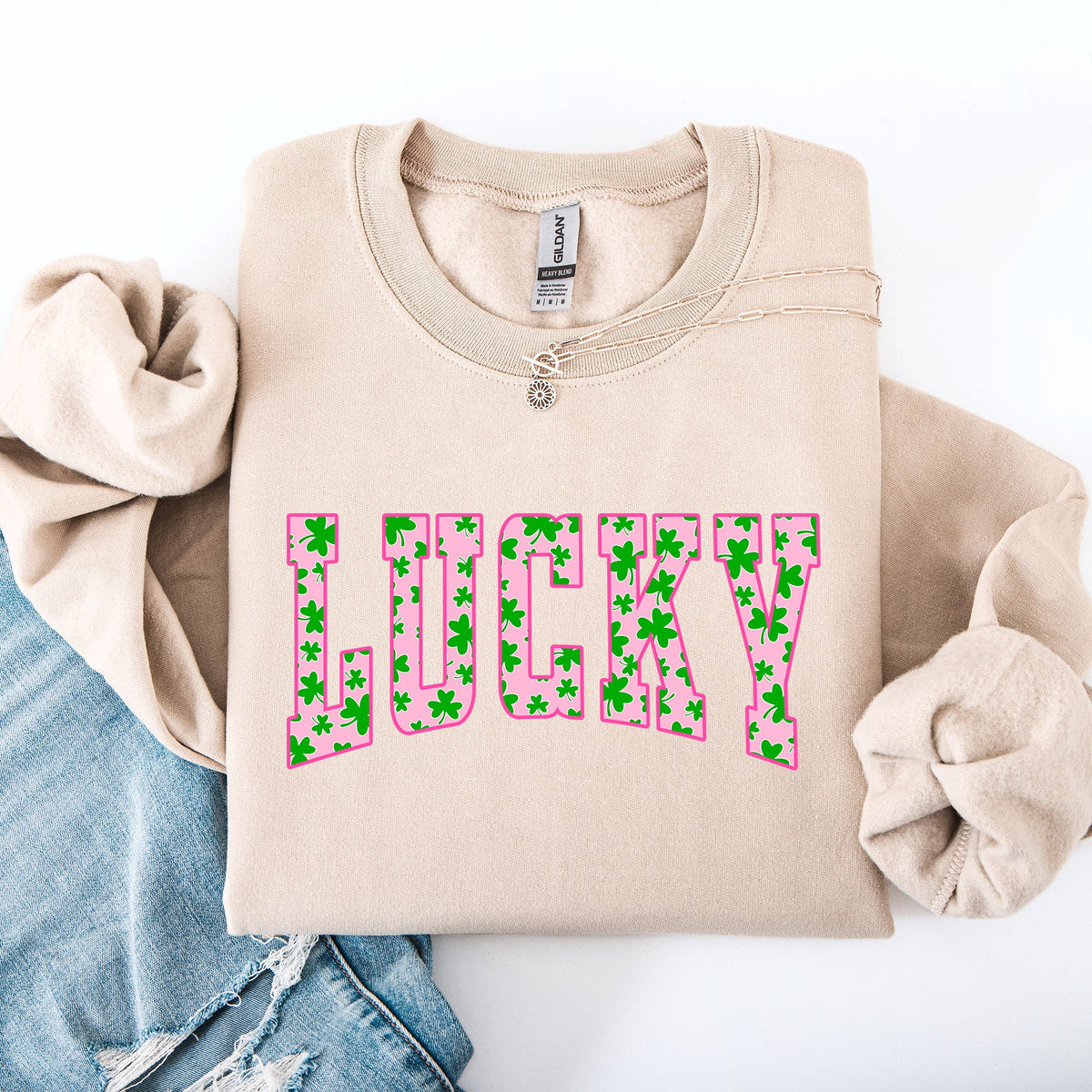 Lucky Leprechaun Shamrock Clover Vintage Collegiate St Patrick's Day Edition Sweatshirt