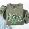 Lucky Dalmatian Print Leprechaun Shamrock Clover St Patrick's Day Festive Sweatshirt