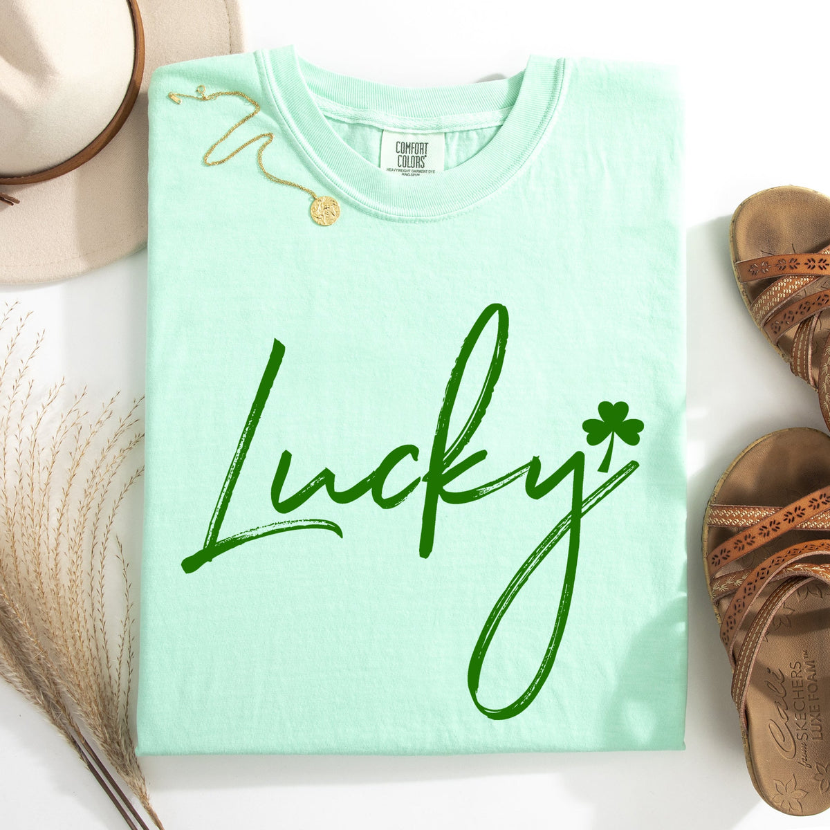 Lucky Minimalist Shamrock Leprechaun St Patrick's Day Edition Comfort Colors Tee