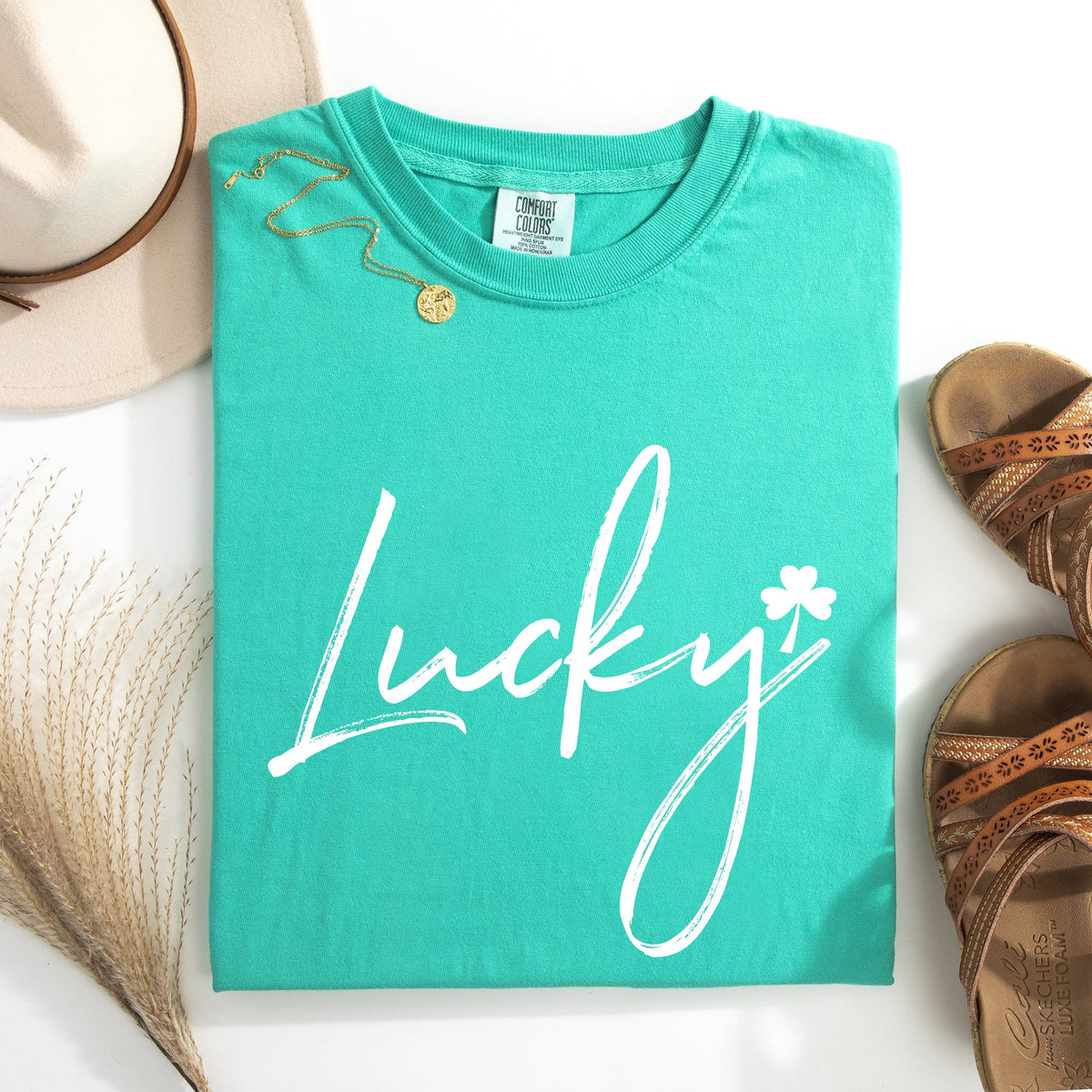 Lucky Minimalist Shamrock Leprechaun St Patrick's Day Edition Comfort Colors Tee