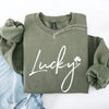 Lucky Minimalist St Patrick's Day Shamrock Clover Leprechaun Festive Cozy Sweatshirt