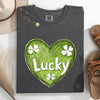 Lucky Sketched Heart St Patrick's Day Shamrock Clover Leprechaun Comfort Colors Tee