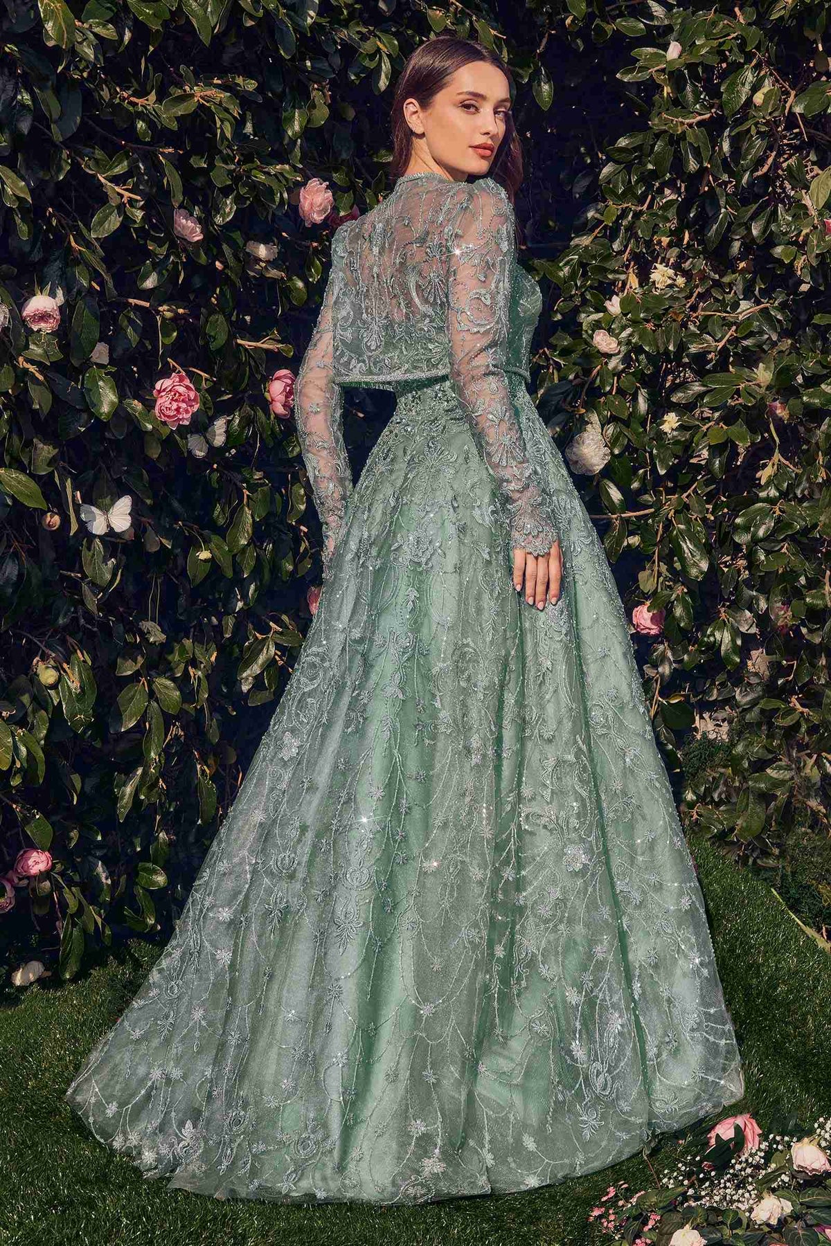 Andrea & Leo MA104 Strapless Embroidered Ball Gown With Removable Jacket