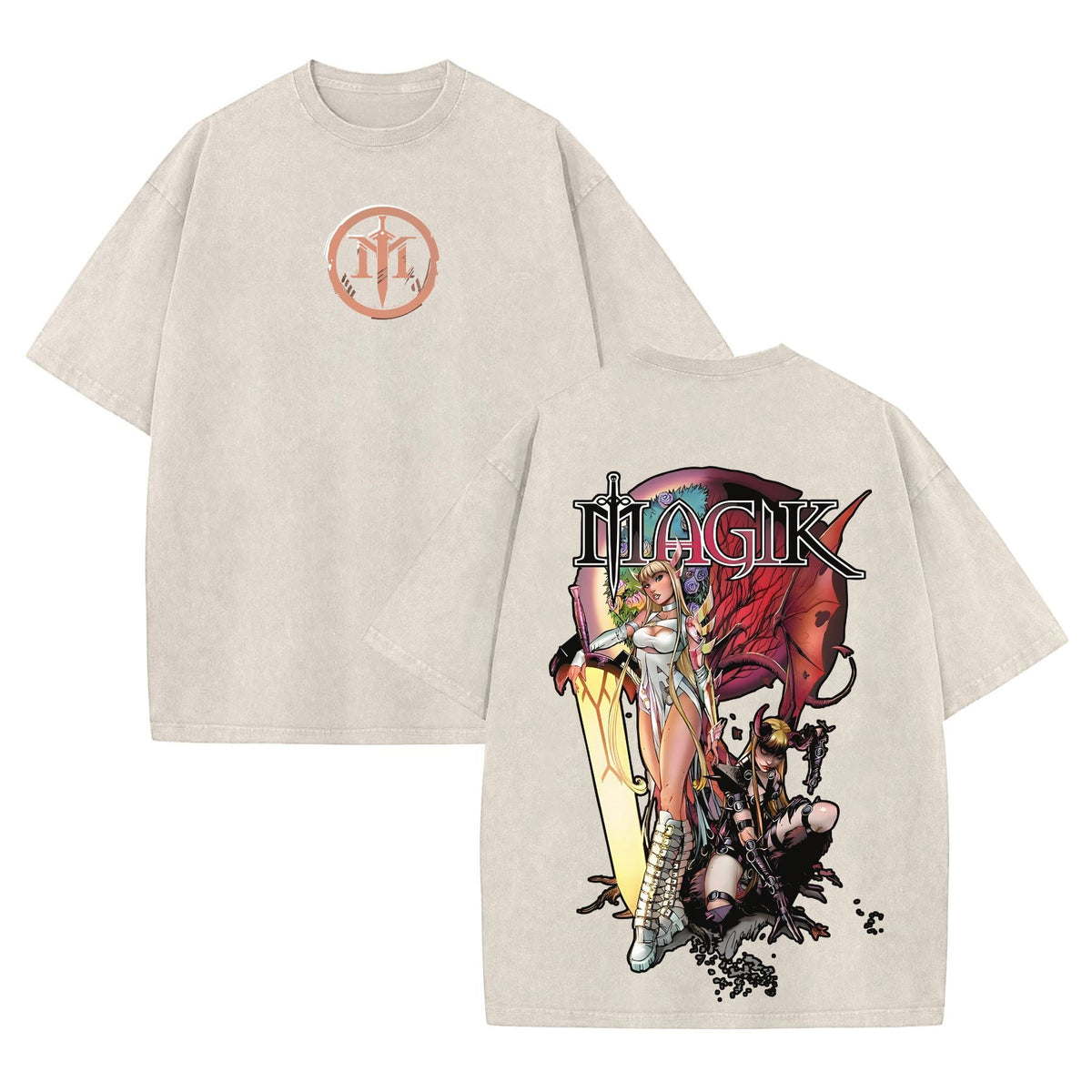 Magik Retro Vintage Comic Wash Tee – Marvel X-Men Mutant T-Shirt for Comic Fans