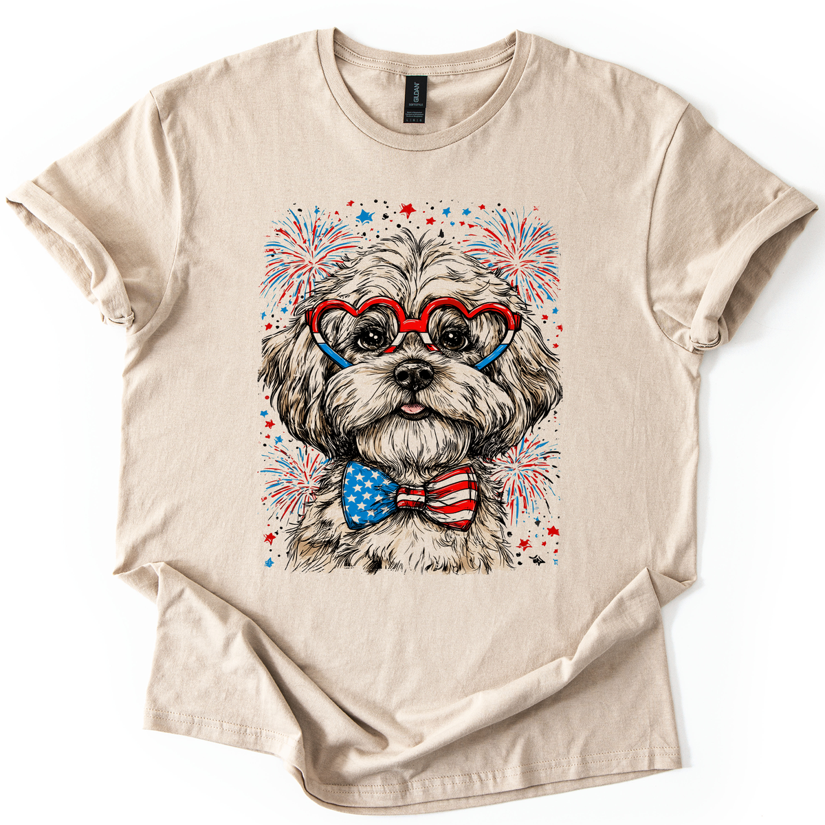 Maltese Patriotic Dog USA Flag Pride 4th of July Pet Lover American Spirit Graphic Tee
