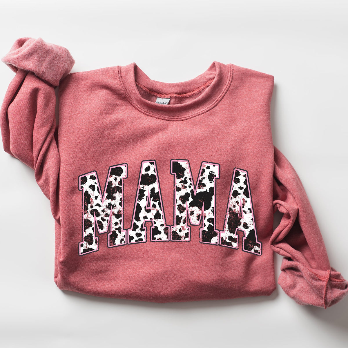 Mama Cow Print Western Vintage Country Farm Cowboy Cowgirl Rustic Cozy Graphic Sweatshirt