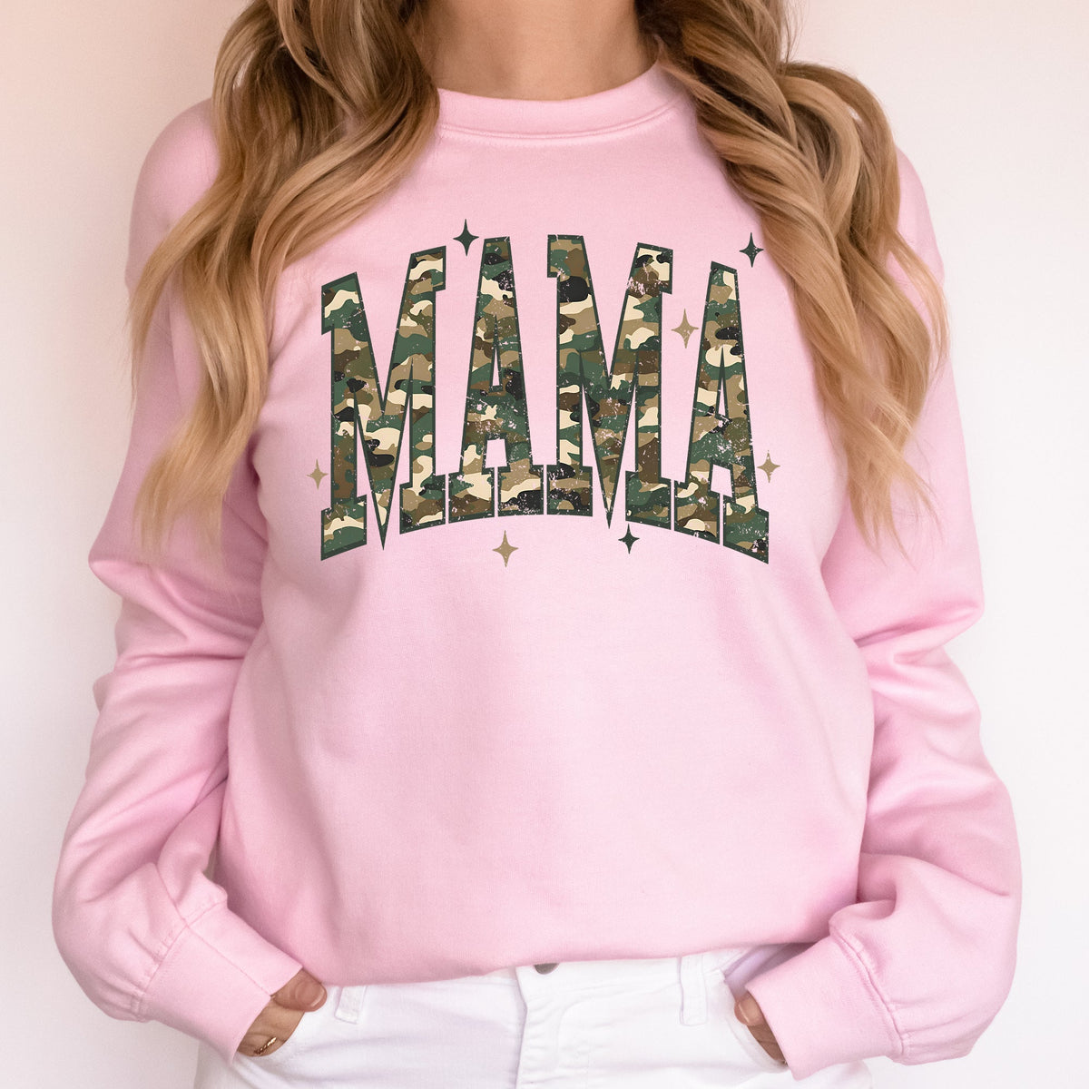 Mama Camo Stars Camouflage Hunting Retro Outdoor Mother's Day Edition Sweatshirt