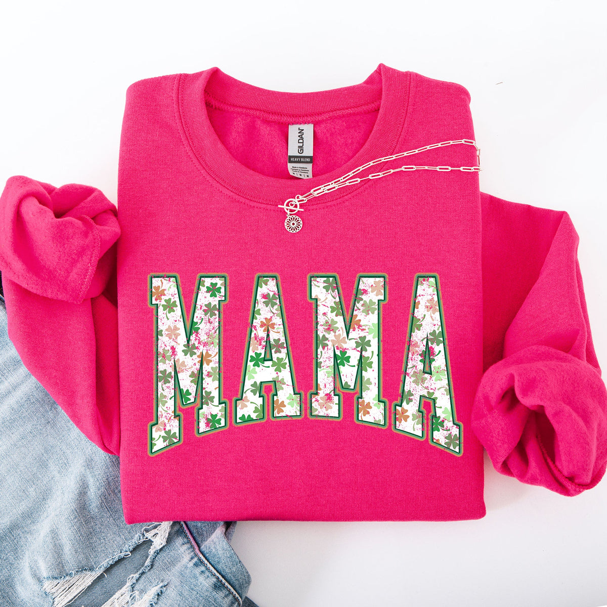 Mama Colorful Shamrocks St Patrick's Day Leprechaun Clover Lucky Celebration Sweatshirt