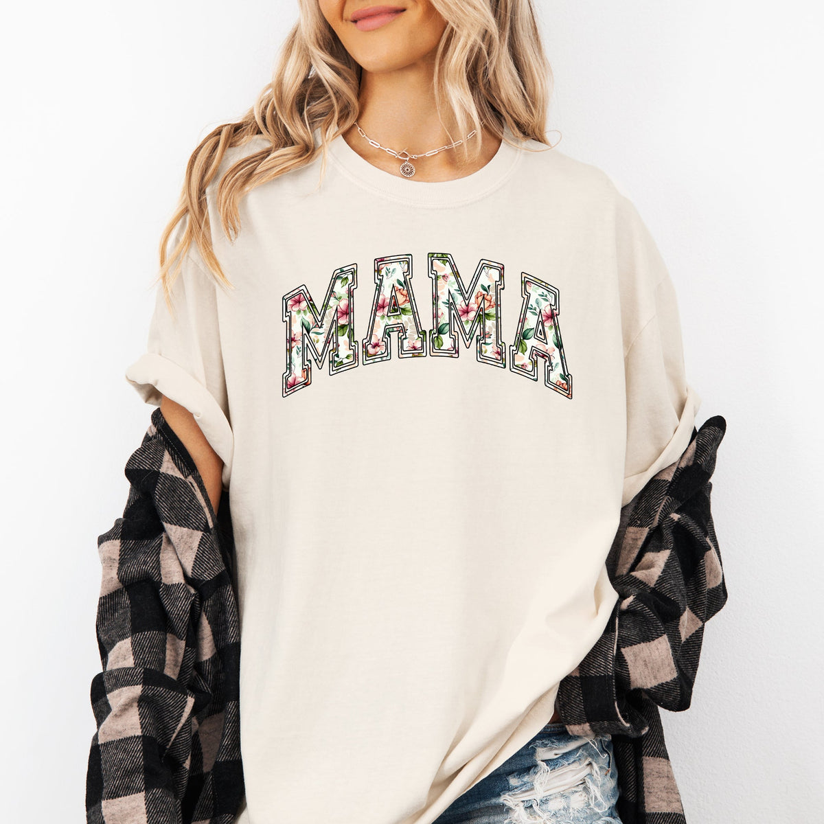 Mama Floral Chinoiserie Coquette Varsity Mother's Day Timeless Script Comfort Colors Tee
