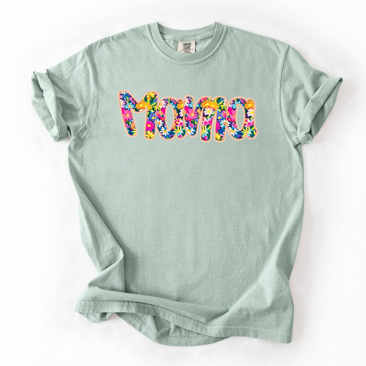 Mama Floral Pastel Garden Mother's Day Floral Print With Bright Blossoms And Spring Cheer Comfort Colors Tee