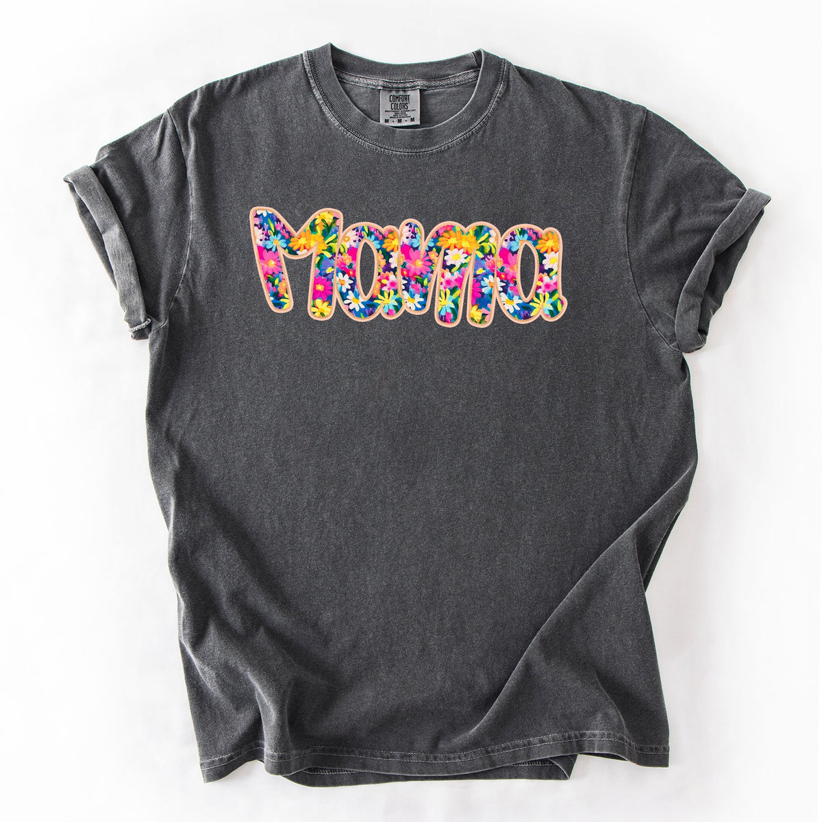 Mama Floral Pastel Garden Mother's Day Floral Print With Bright Blossoms And Spring Cheer Comfort Colors Tee