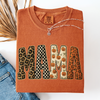 Mama Halloween Pattern Leopard Print Checkered Pumpkin Seasonal Comfort Colors Tee