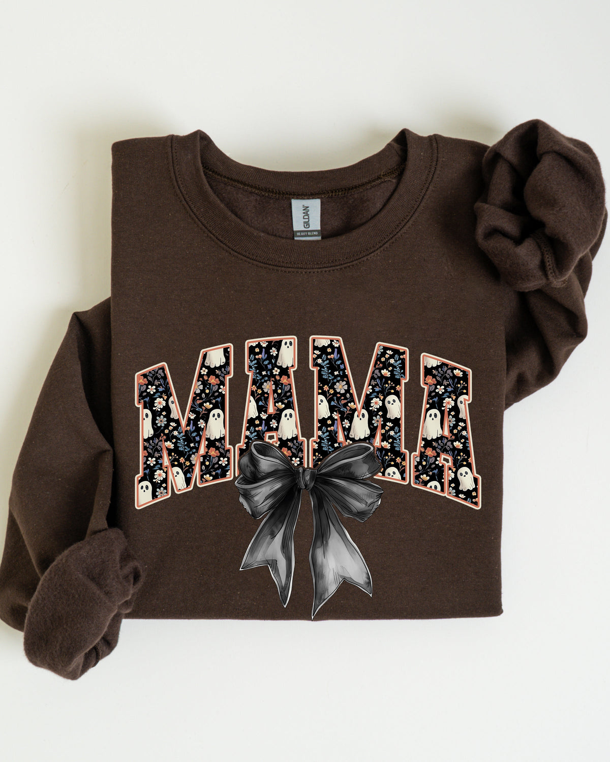 Mama Halloween Bow Ribbon Goth Spooky Witch Varsity Collegiate Graphic Sweatshirt