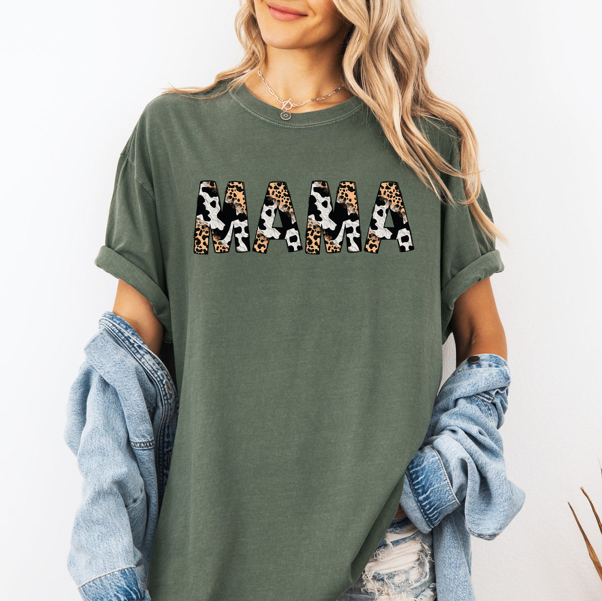 Mama Leopard Cow Print Classic Animal Mother's Day Limited Edition Collection Comfort Colors Tee